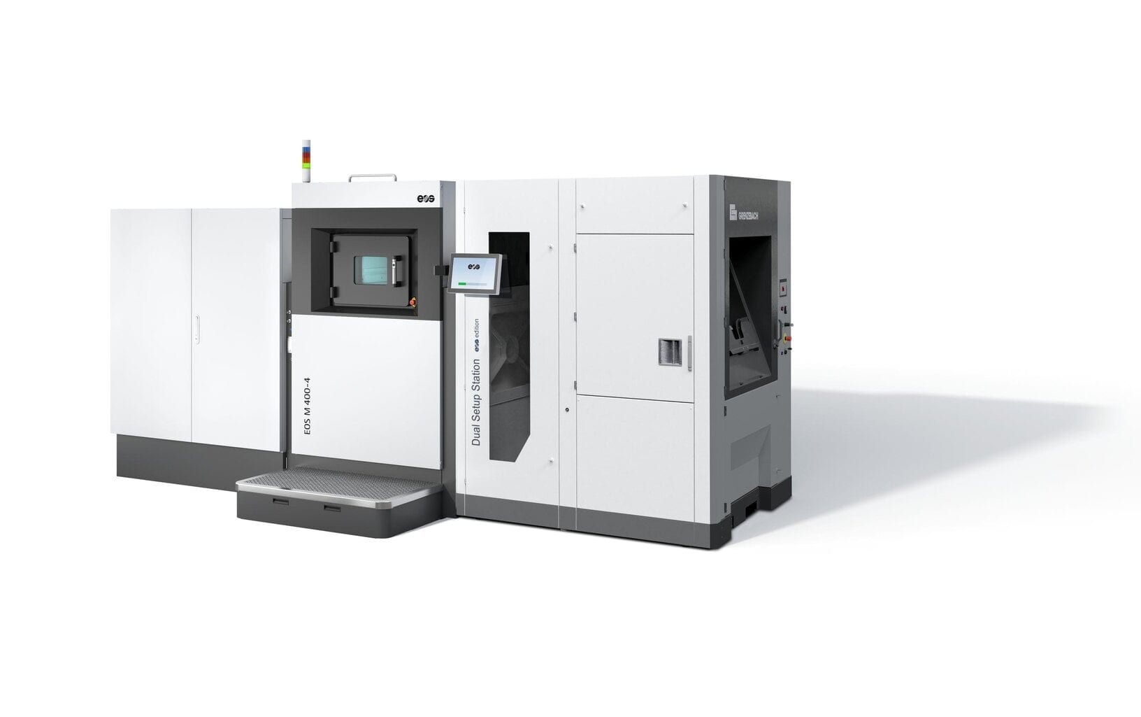 EOS M 400-4 metal 3D printer with a Grenzebach dual setup station