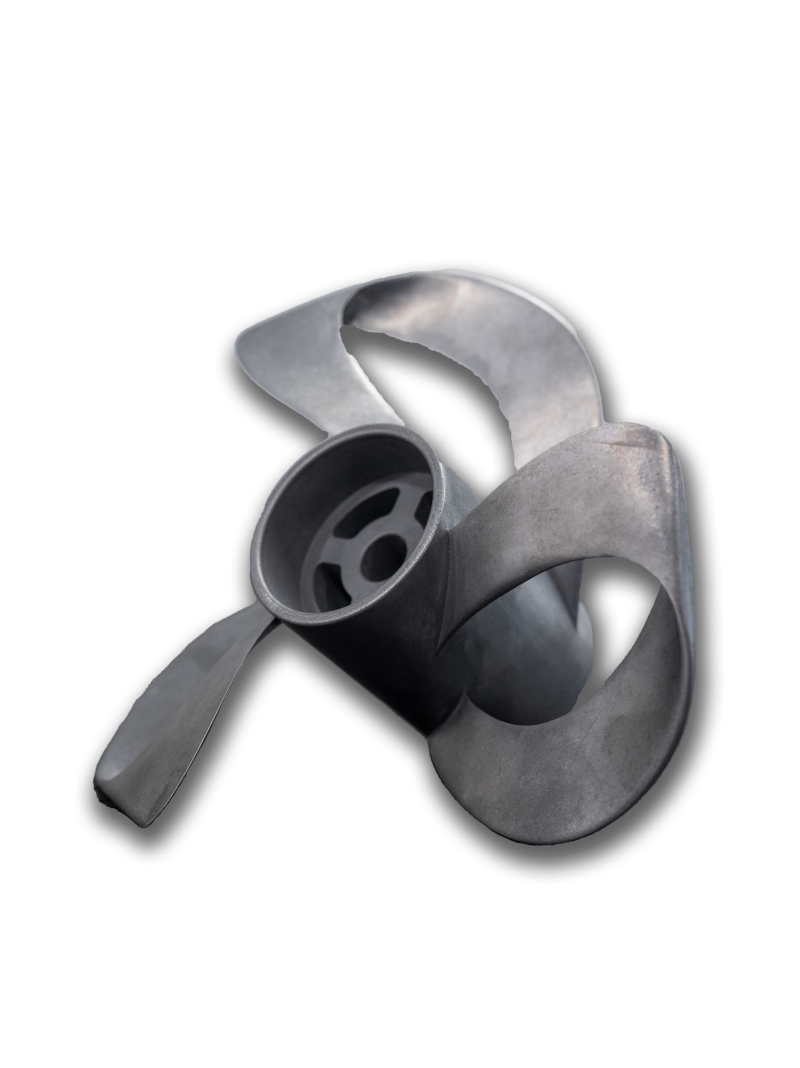 Metal impeller with curved blades produced by direct metal laser sintering