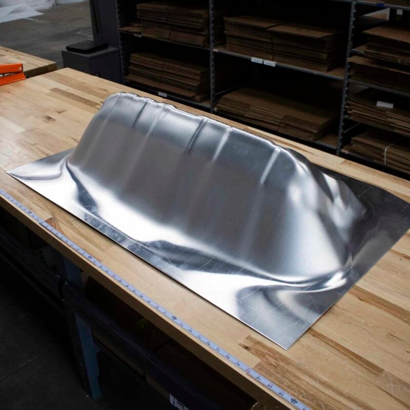 Large automotive-style sheet metal panel with compound curves formed by Digital Sheet Metal Forming