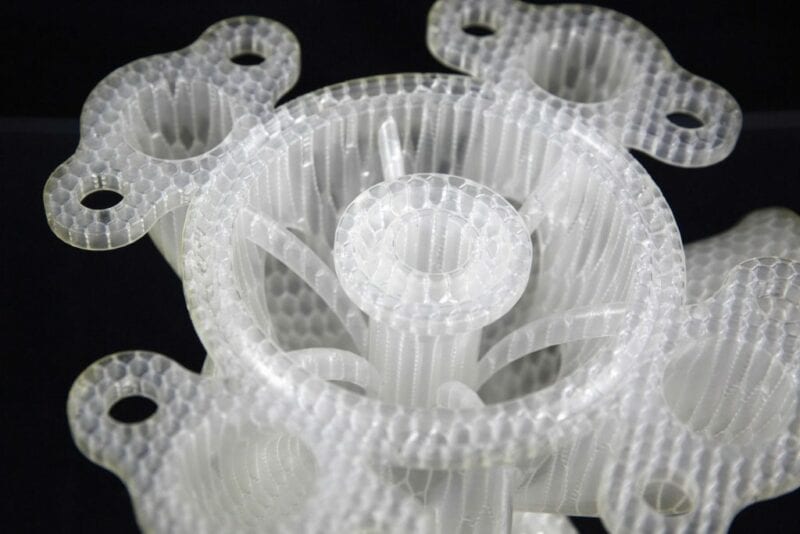 Clear SLA resin parts with fine lattice detail
