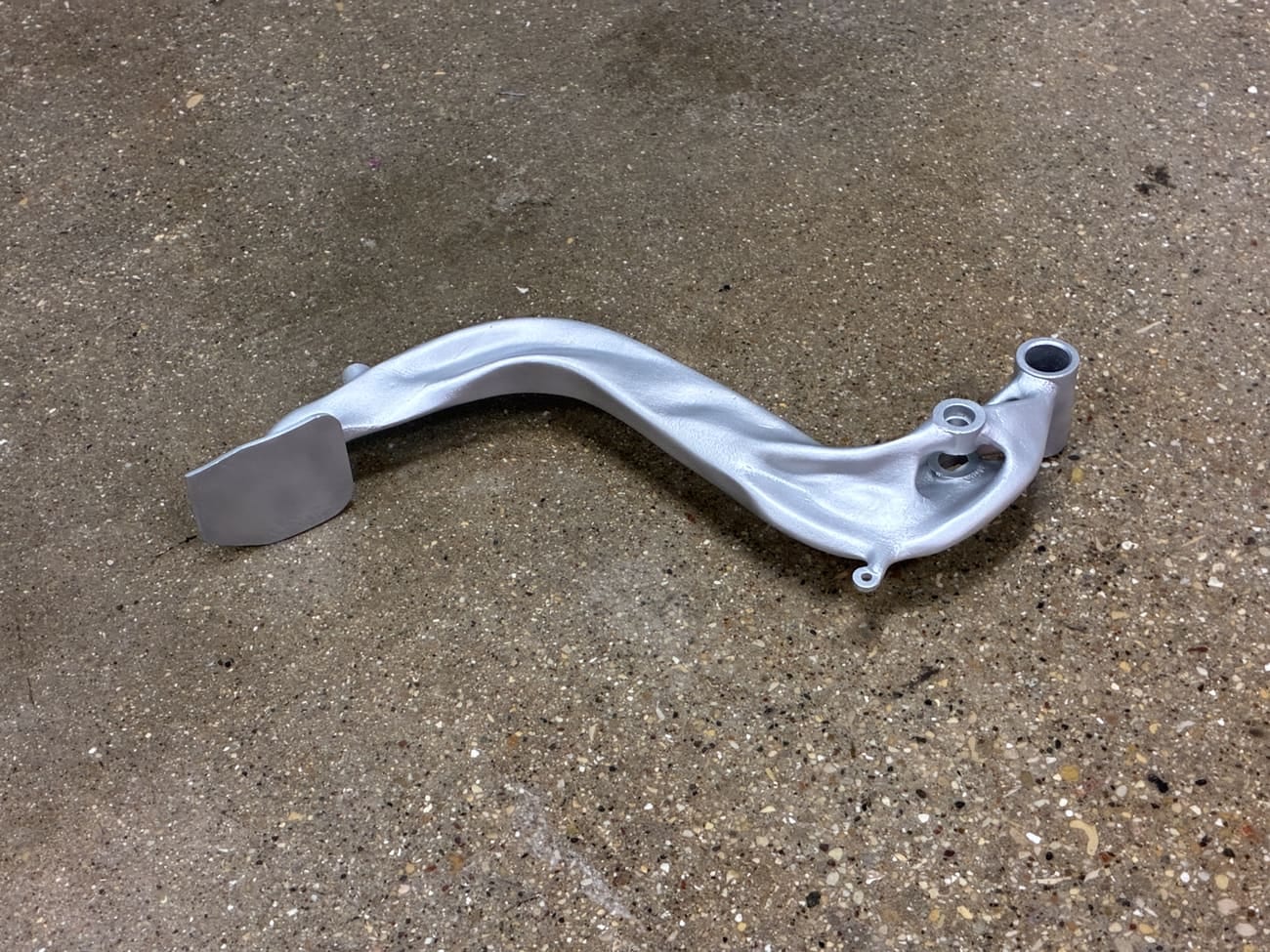 The finished DMLS clutch pedal on the shop floor